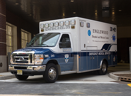 Englewood Hospital and Medical Center's new ambulance, photographed at the ambulance entrance of the new emergency room wing on Aug. 16, 2009.  (photos by Christopher Barth)